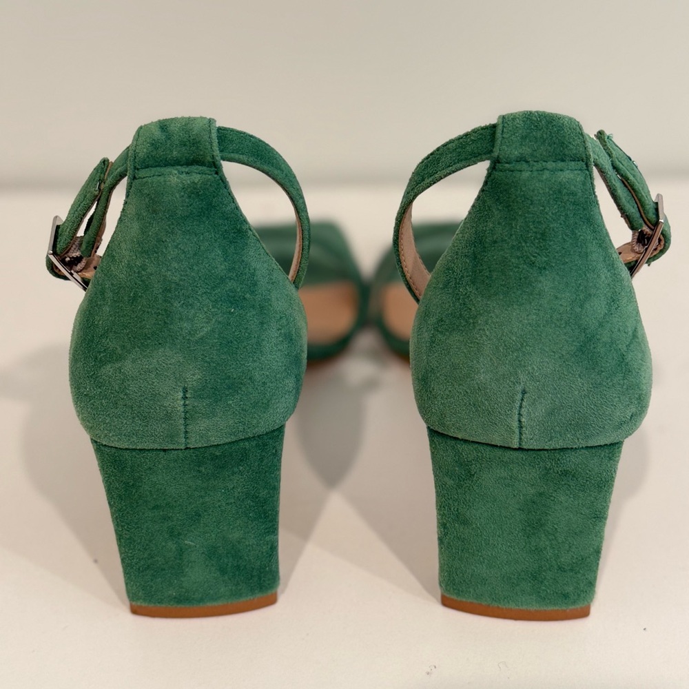 NATURALIZER 27 Edit Iriss Green Suede Leather Sandal Heel Sz 9.5 B 40.5 - Picture 4 of 10